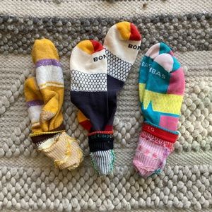 BOMBAS SOCKS- 3 PAIRS BLUE, YELLOW, PINK SIZE MEDIUM